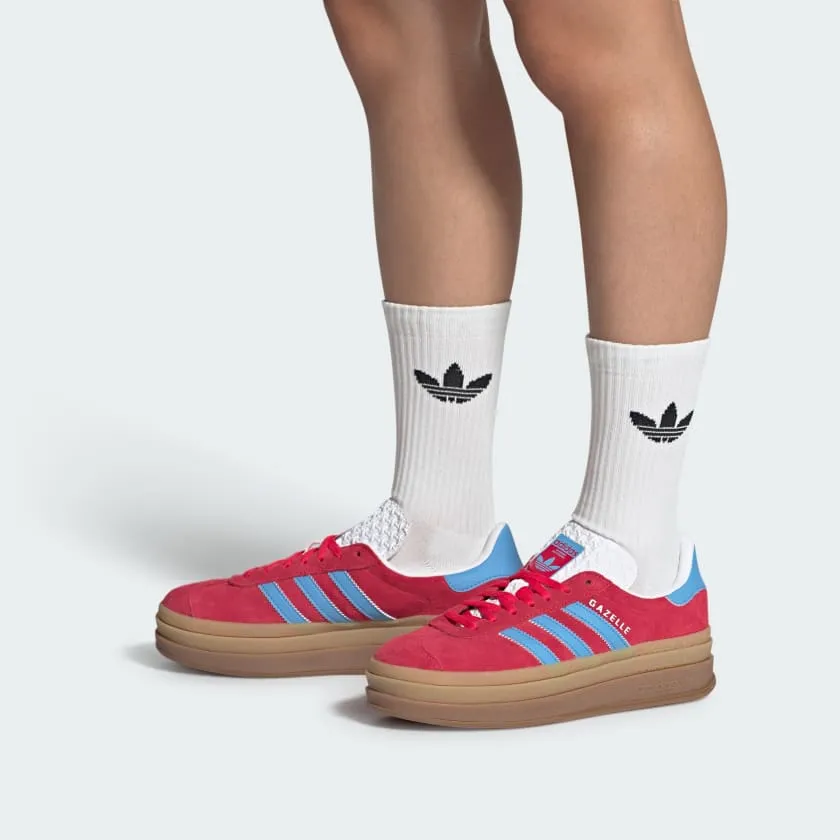 Adidas Women's Gazelle Bold Sneakers - Active Pink / Semi Blue Burst / Cloud White (*Excluded from Free Shipping)