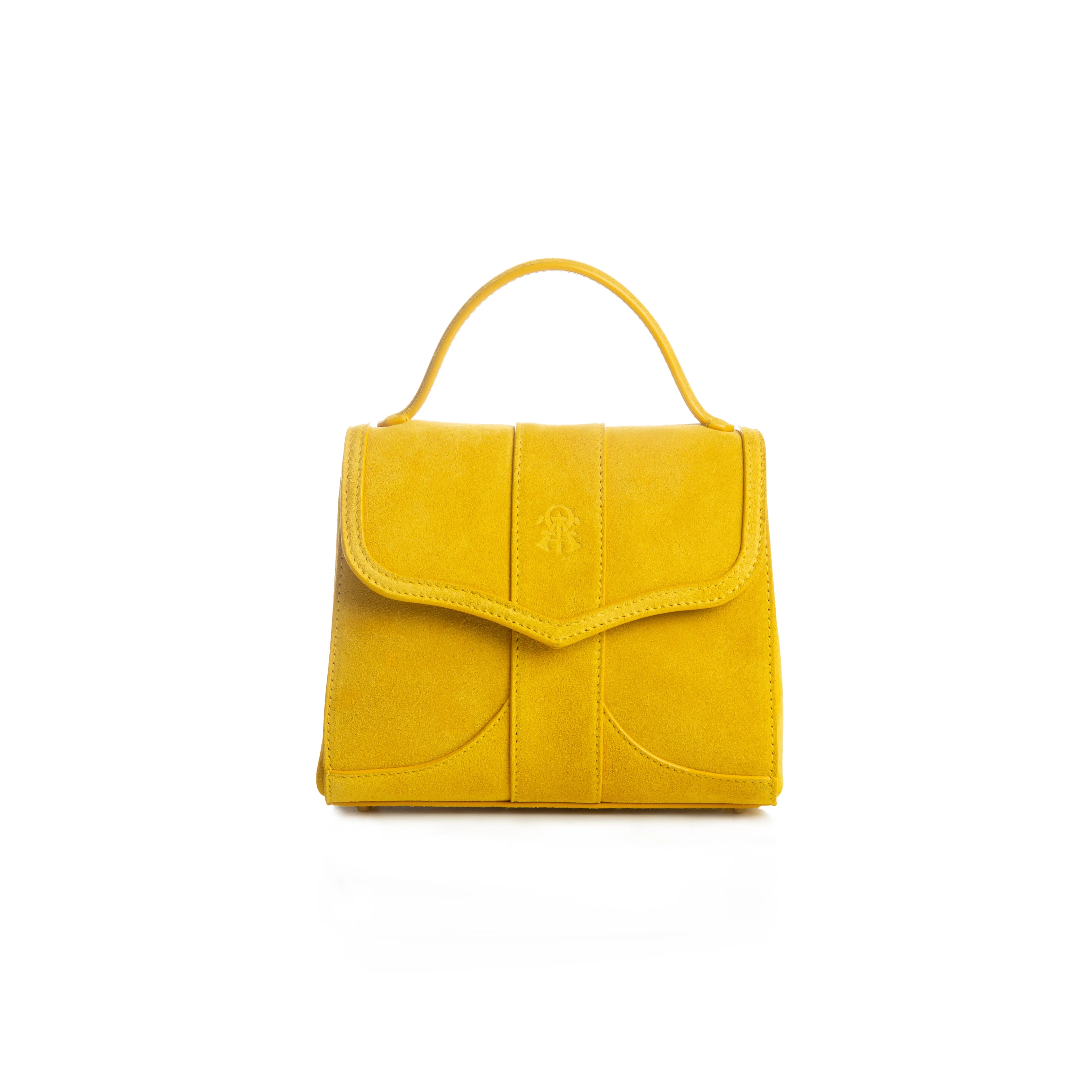 Alef Mini Aura Yellow Suede Leather Handbag