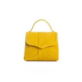 Alef Mini Aura Yellow Suede Leather Handbag