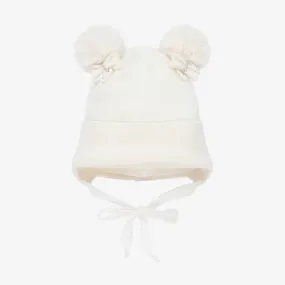 Baby Girls Ivory Pom-Pom Hat