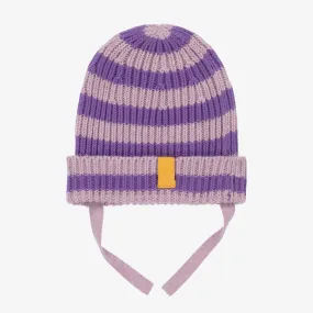 Baby Girls Purple Striped Knitted Hat