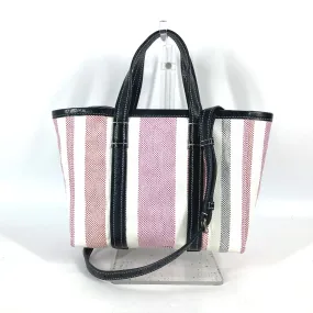 BALENCIAGA Handbag 671404 Leather, Raffia pink stripe BARBES SMALL Women