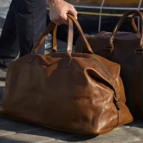 Benedict Leather Weekend Bag in Titan Milled Honey by Moore & Giles