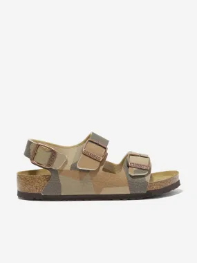 BIRKENSTOCK Boys Milano Geometric Camo Sandals in Brown