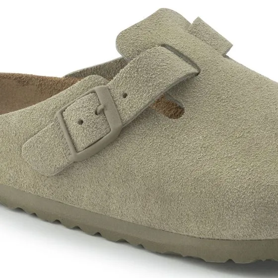 Birkenstock M' Boston Faded Khaki Suede Leather Sandals