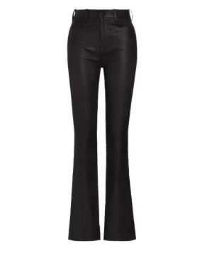 Black Stretch Boot Cut Leather Pant