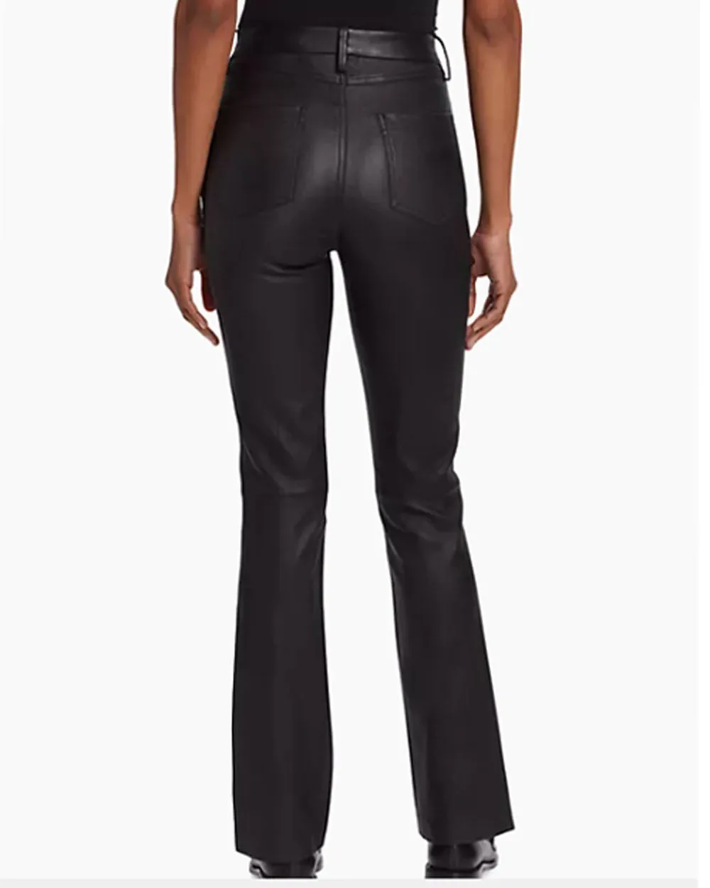 Black Stretch Boot Cut Leather Pant