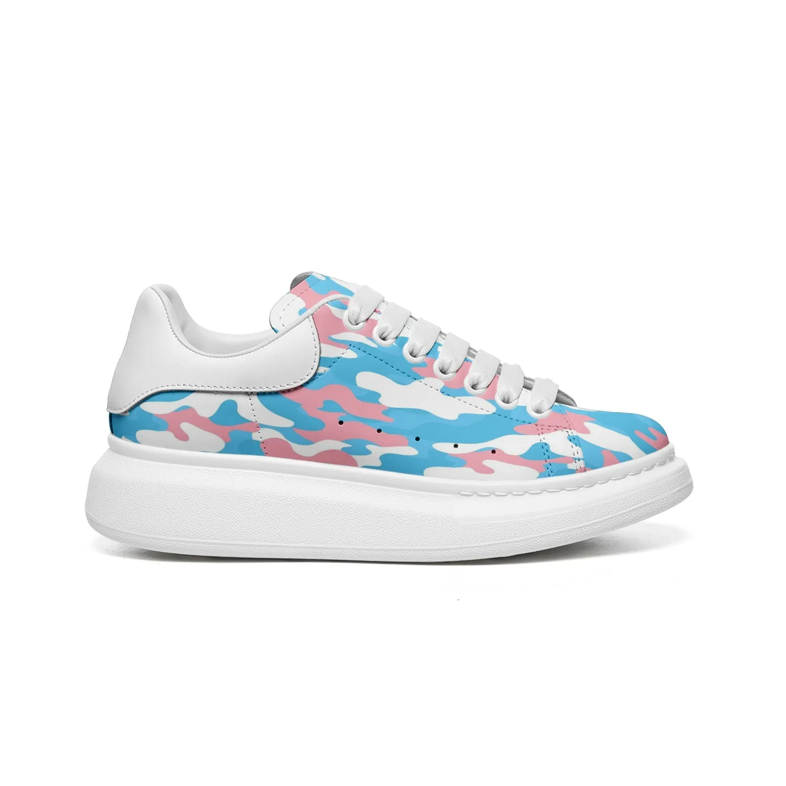 Blue Pink White Pride Camouflage Leather Sneakers