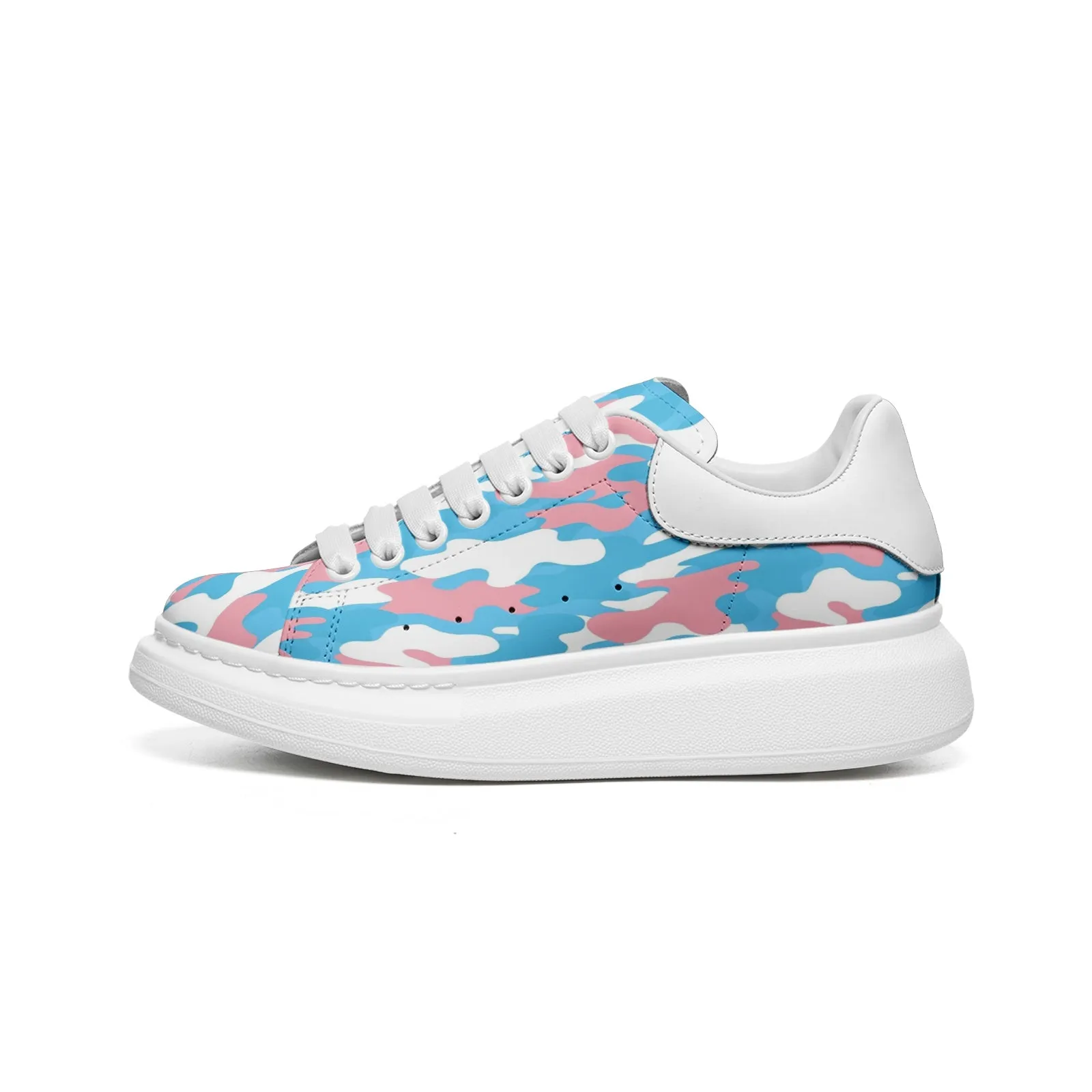 Blue Pink White Pride Camouflage Leather Sneakers