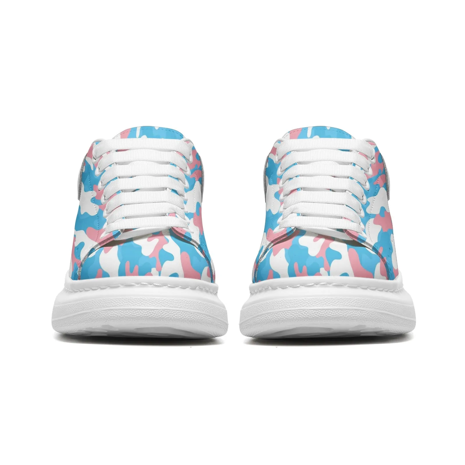 Blue Pink White Pride Camouflage Leather Sneakers