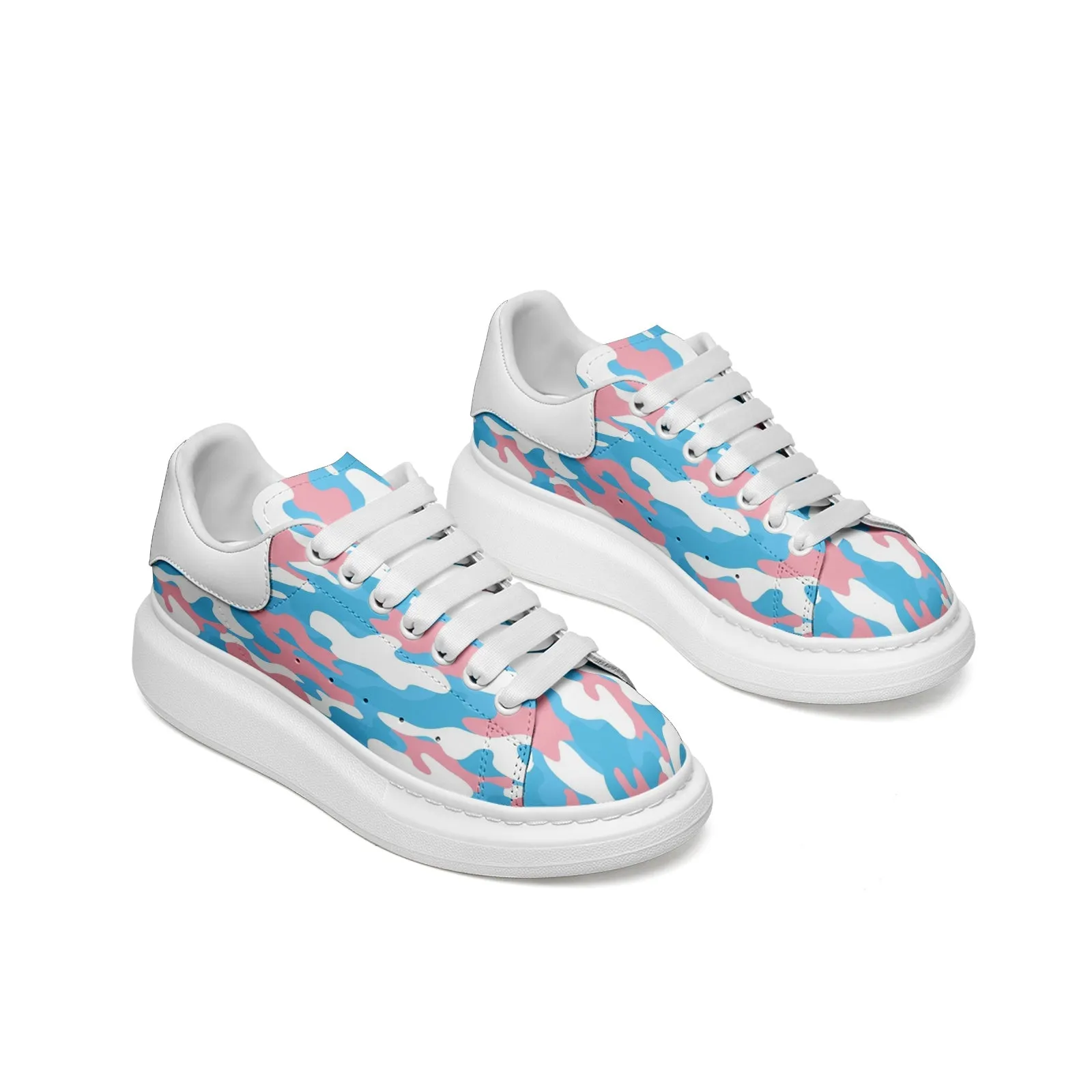 Blue Pink White Pride Camouflage Leather Sneakers