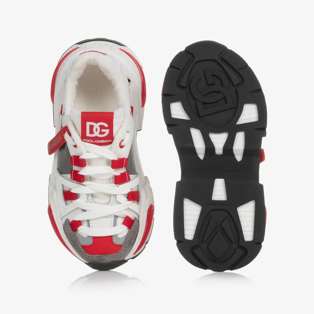 Boys White & Red Airmaster Trainers