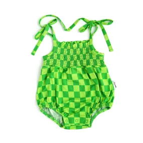 Brad Green Neon SMOCKED BUBBLE ROMPER