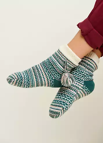 Brakeburn Fairisle Knitted Slipper Socks | Grattan