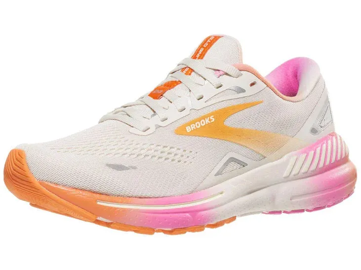 Brooks Women's Adrenaline GTS 23 Running Shoe - White Sand/Sunset/Fuchsia 1203811B117