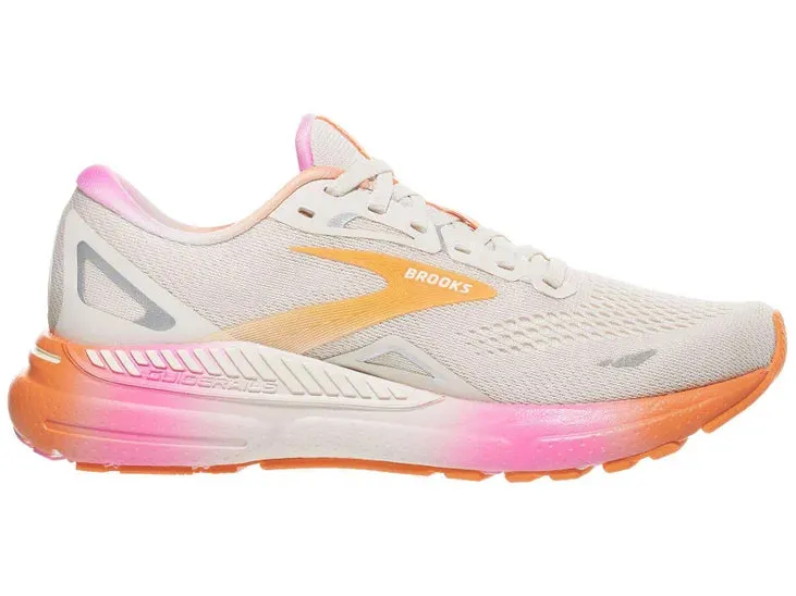 Brooks Women's Adrenaline GTS 23 Running Shoe - White Sand/Sunset/Fuchsia 1203811B117