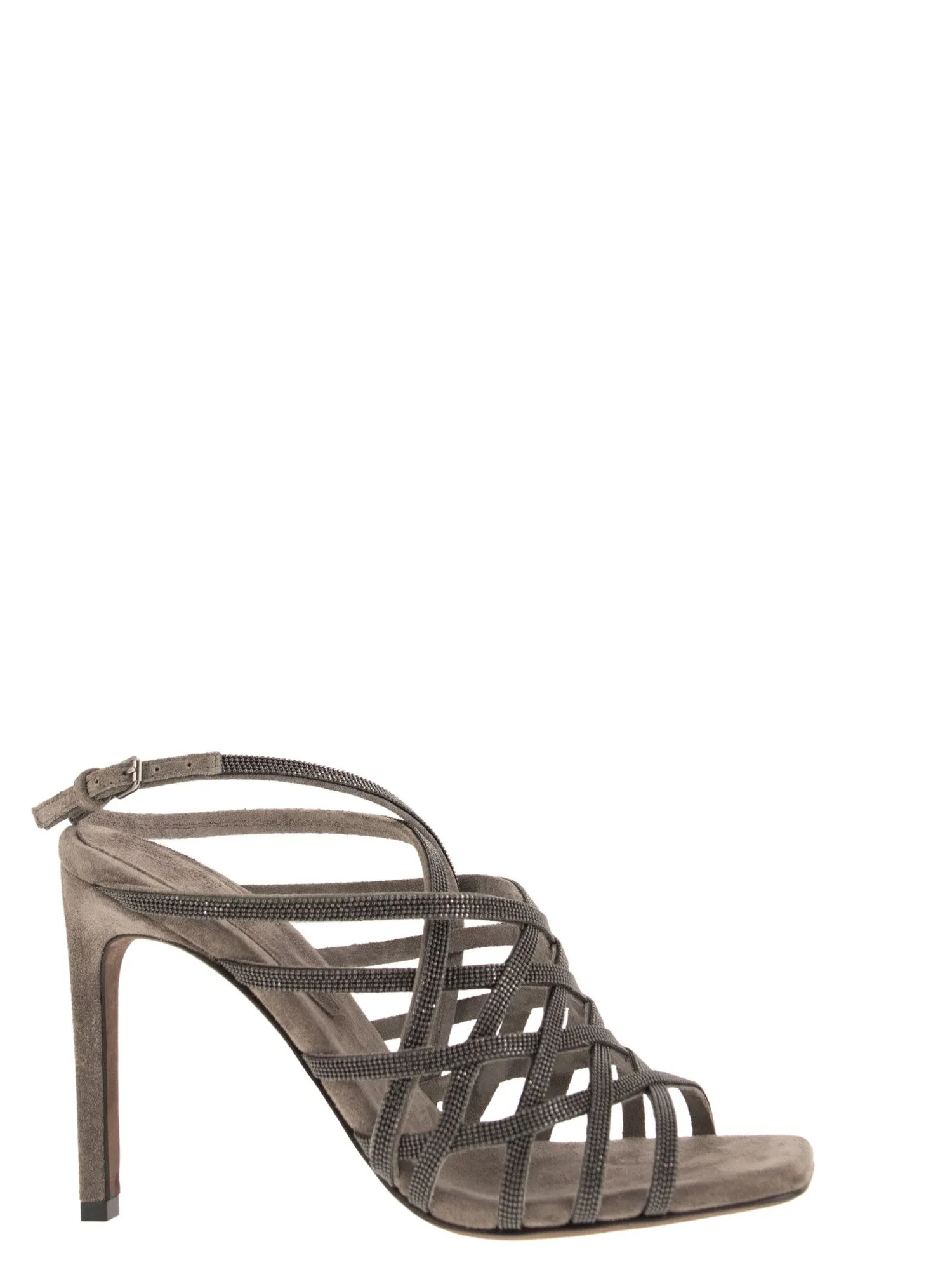 Brunello Cucinelli    Brunello Cucinelli Precious Net Suede High Sandals