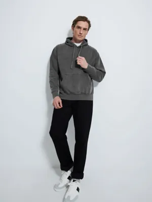 Charcoal Garment Dyed Washed Hoodie | Men | George at ASDA