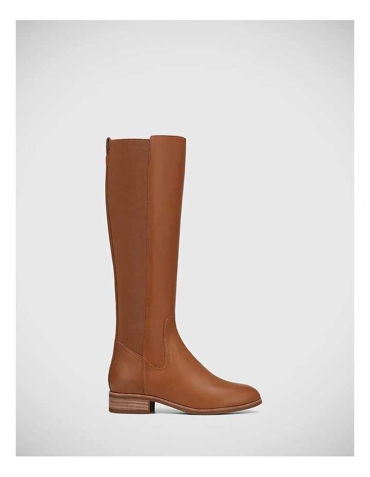 Chilliana Leather Long Boot in Dark Cognac