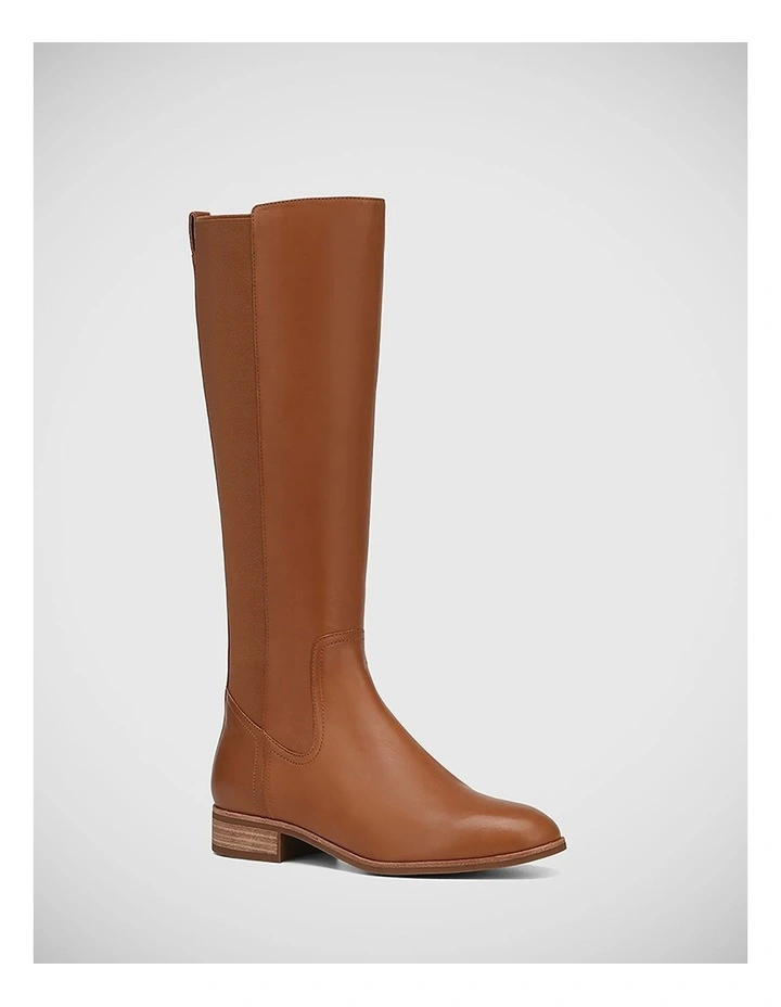 Chilliana Leather Long Boot in Dark Cognac