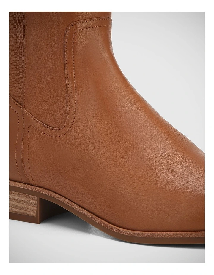 Chilliana Leather Long Boot in Dark Cognac