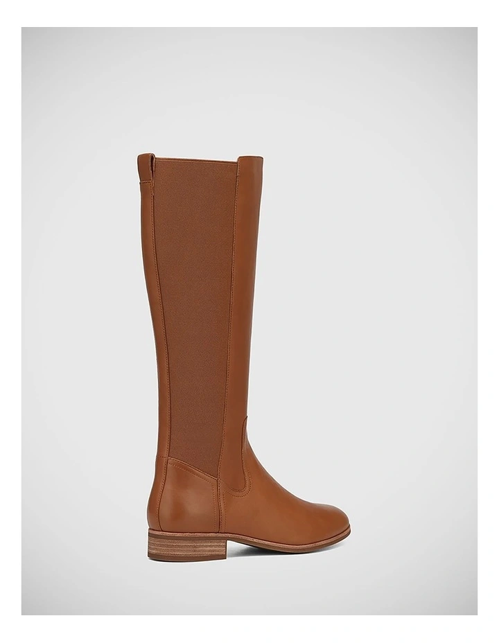 Chilliana Leather Long Boot in Dark Cognac