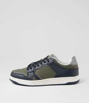 COLORADO Retro Navy Green Leather Sneakers