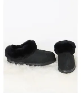 Comfy Rubber Sole Slipper in Black Suede: FurHatWorld.com