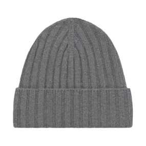  Cruciani Ribbed Cashmere Hat in Grey Melange