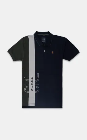 CUT AND SEW FASHION POLO NAVY