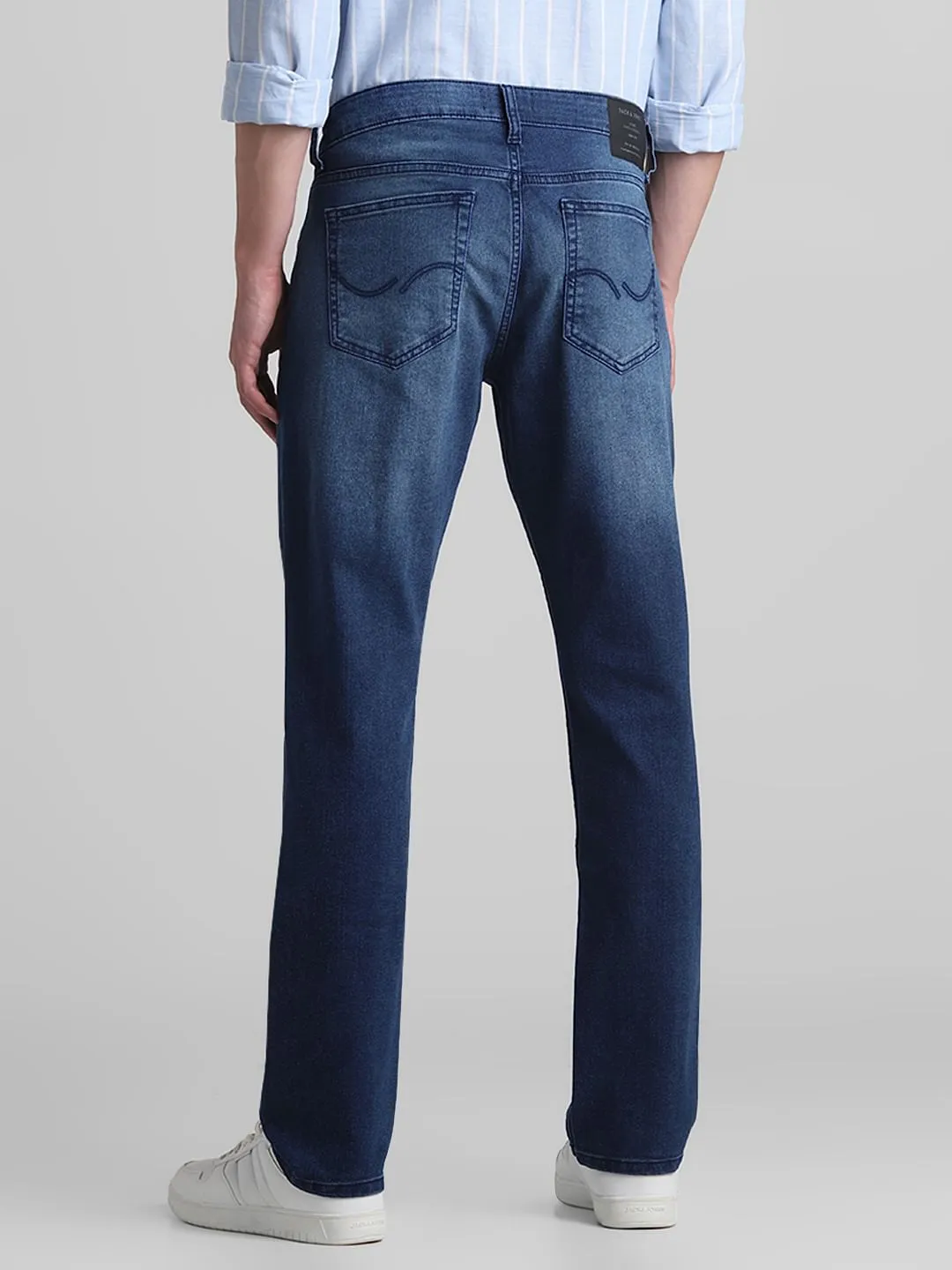 Dark Blue Mid Rise Clark Regular Fit Jeans