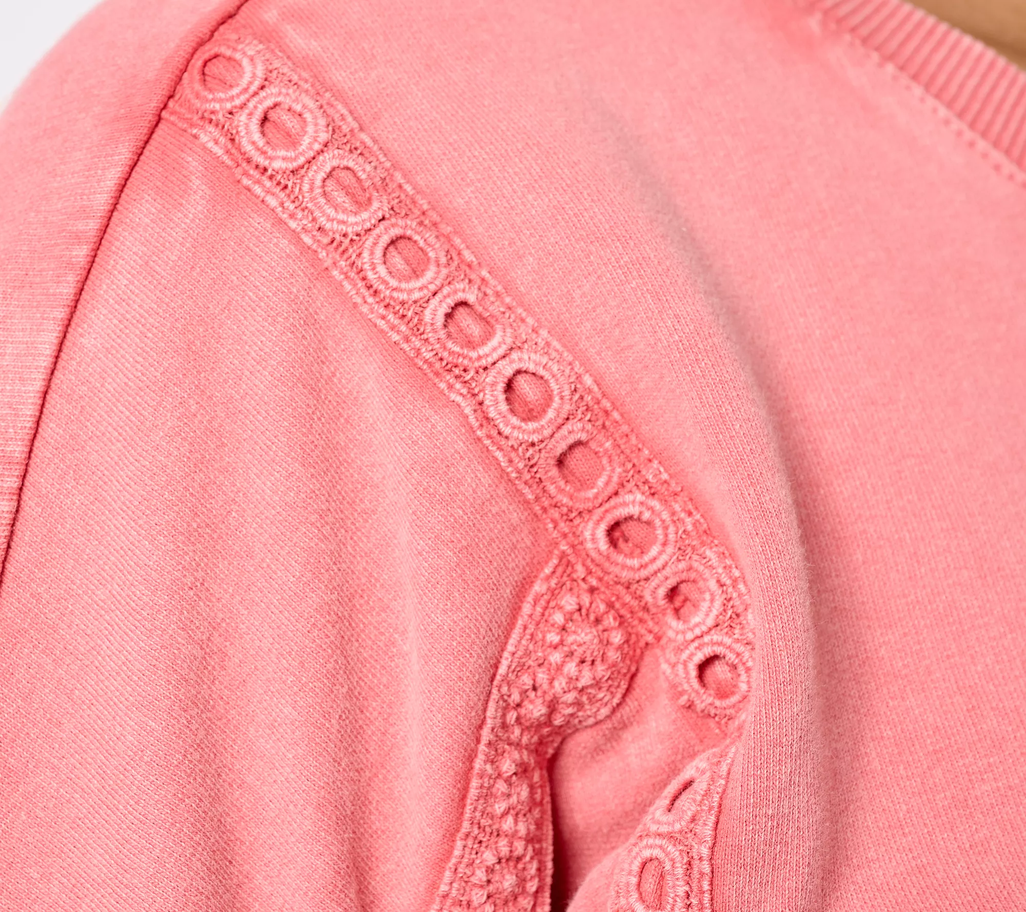 Denim & Co. Canyon Retreat French Terry Lace Detail Pullover