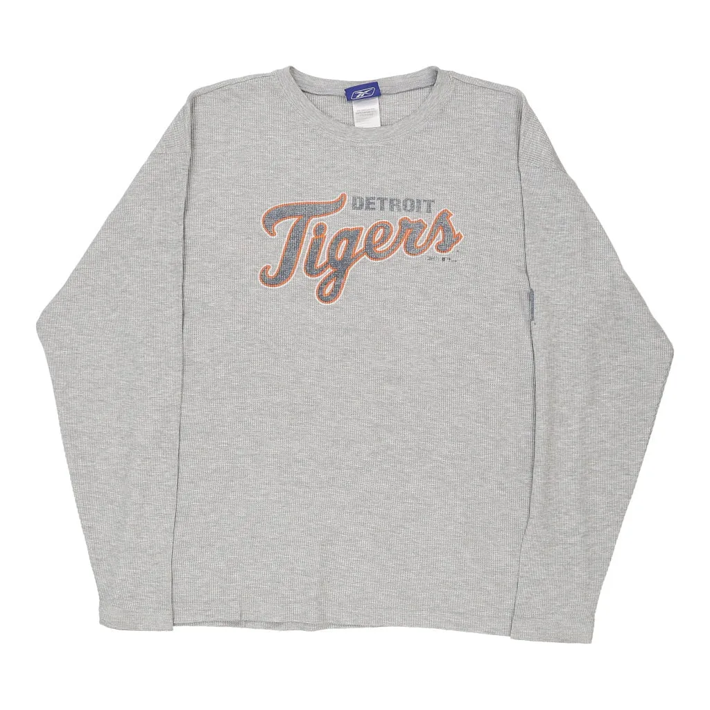 Detroit Tigers Reebok MLB Long Sleeve T-Shirt - Large Grey Cotton