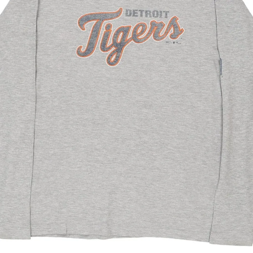 Detroit Tigers Reebok MLB Long Sleeve T-Shirt - Large Grey Cotton