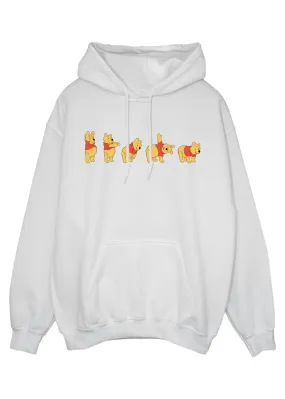 Disney Winnie The Pooh Stretching White Printed Hoodie