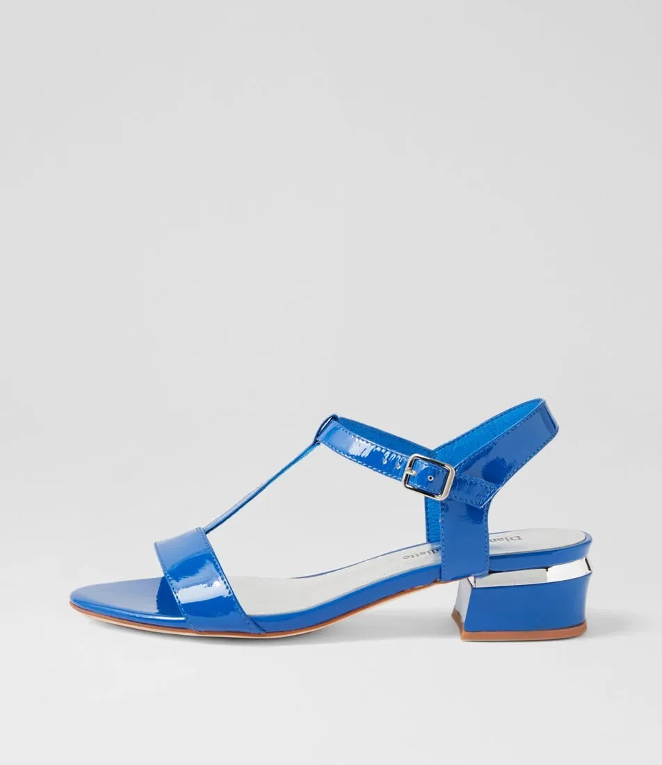 DJANGO & JULIETTE Taner Bright Blue Patent Leather Sandals