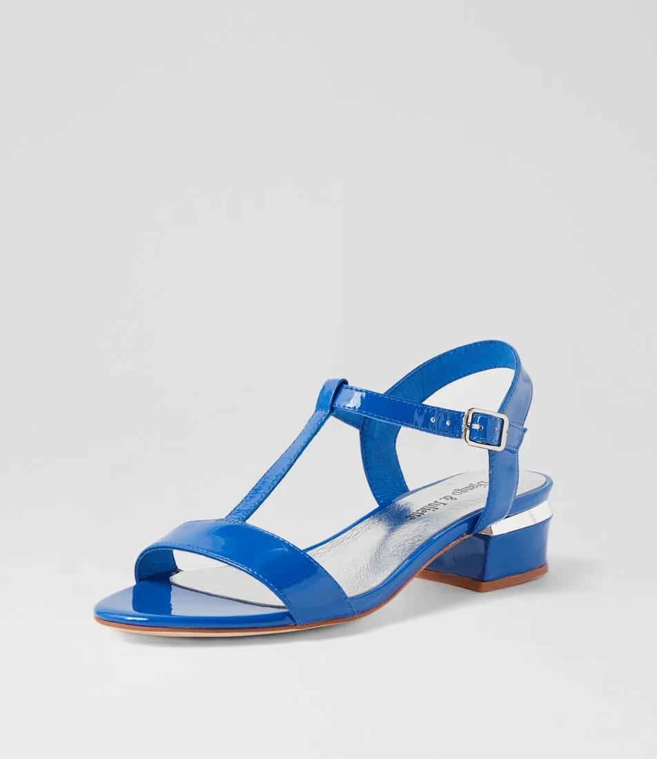 DJANGO & JULIETTE Taner Bright Blue Patent Leather Sandals