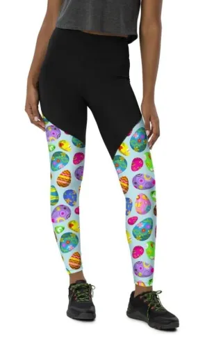 Easter Egg Pattern Compression Leggings