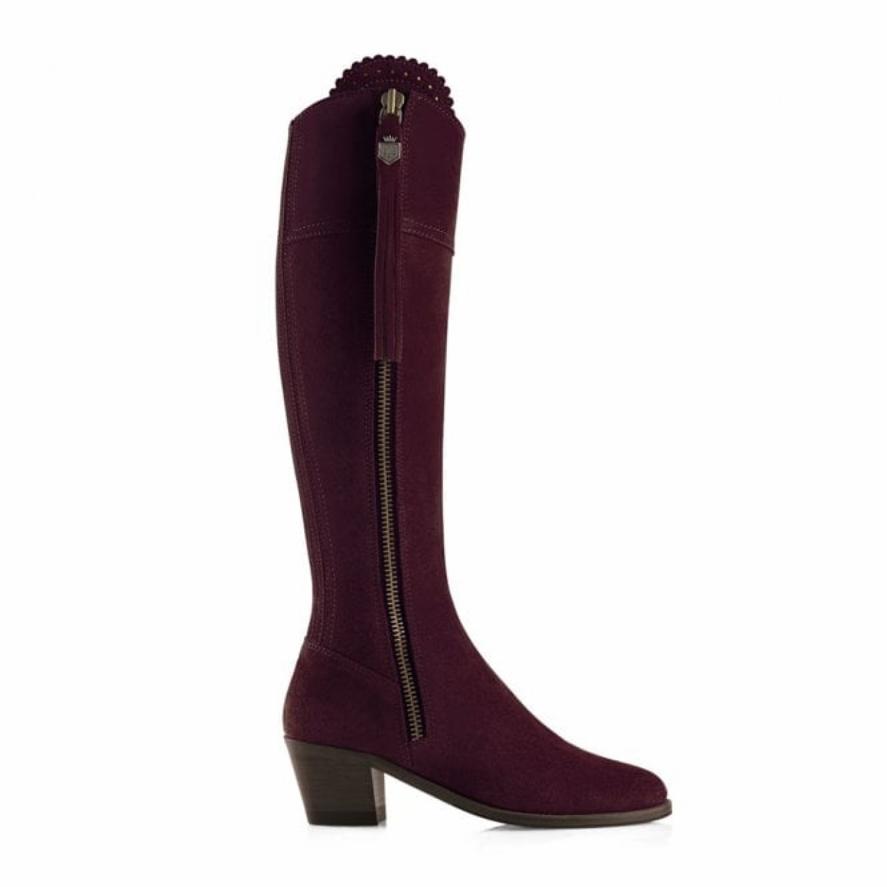 Fairfax And Favor Regina Heeled Suede Boot Plum