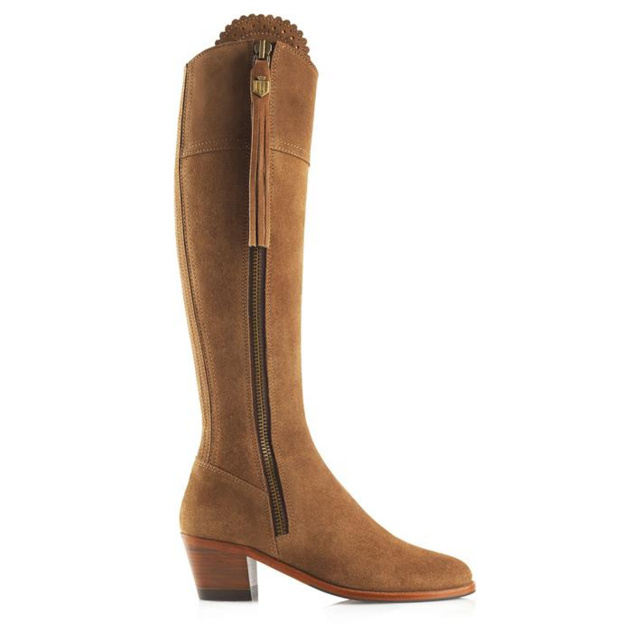 Fairfax And Favor Regina Heeled Suede Boot Tan