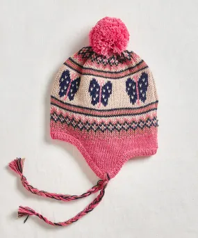 fairisle ear flap hat - rose butterfly