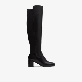 Freva 55 Stretch Knee High Boot Black Leather