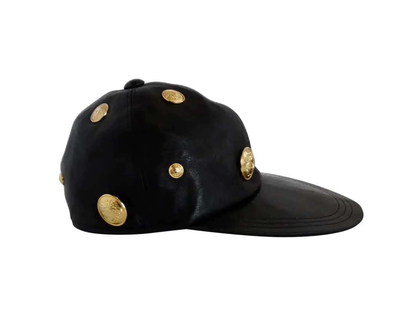 Gianni Versace Black Leather Medusa Hat