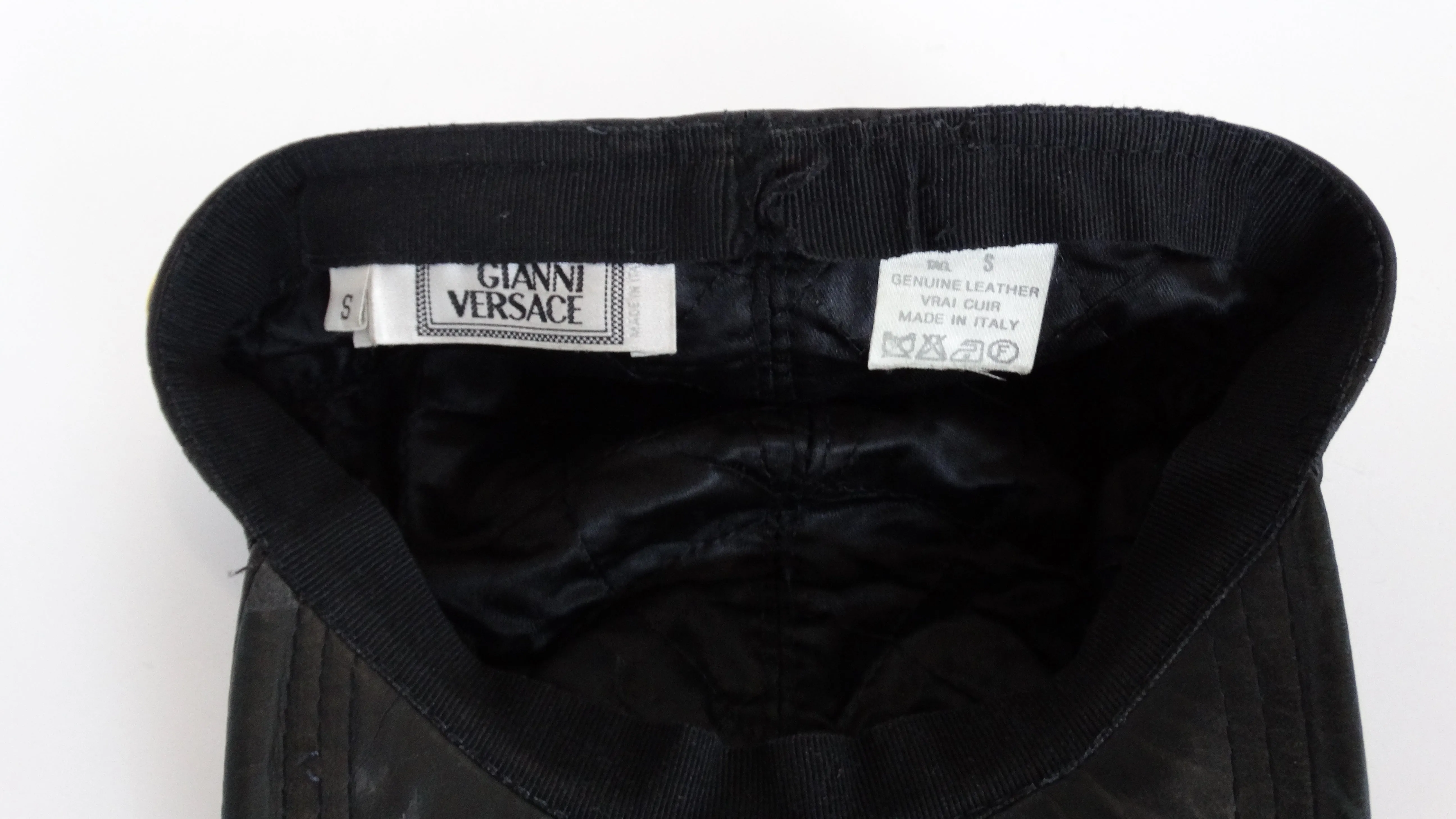 Gianni Versace Black Leather Medusa Hat