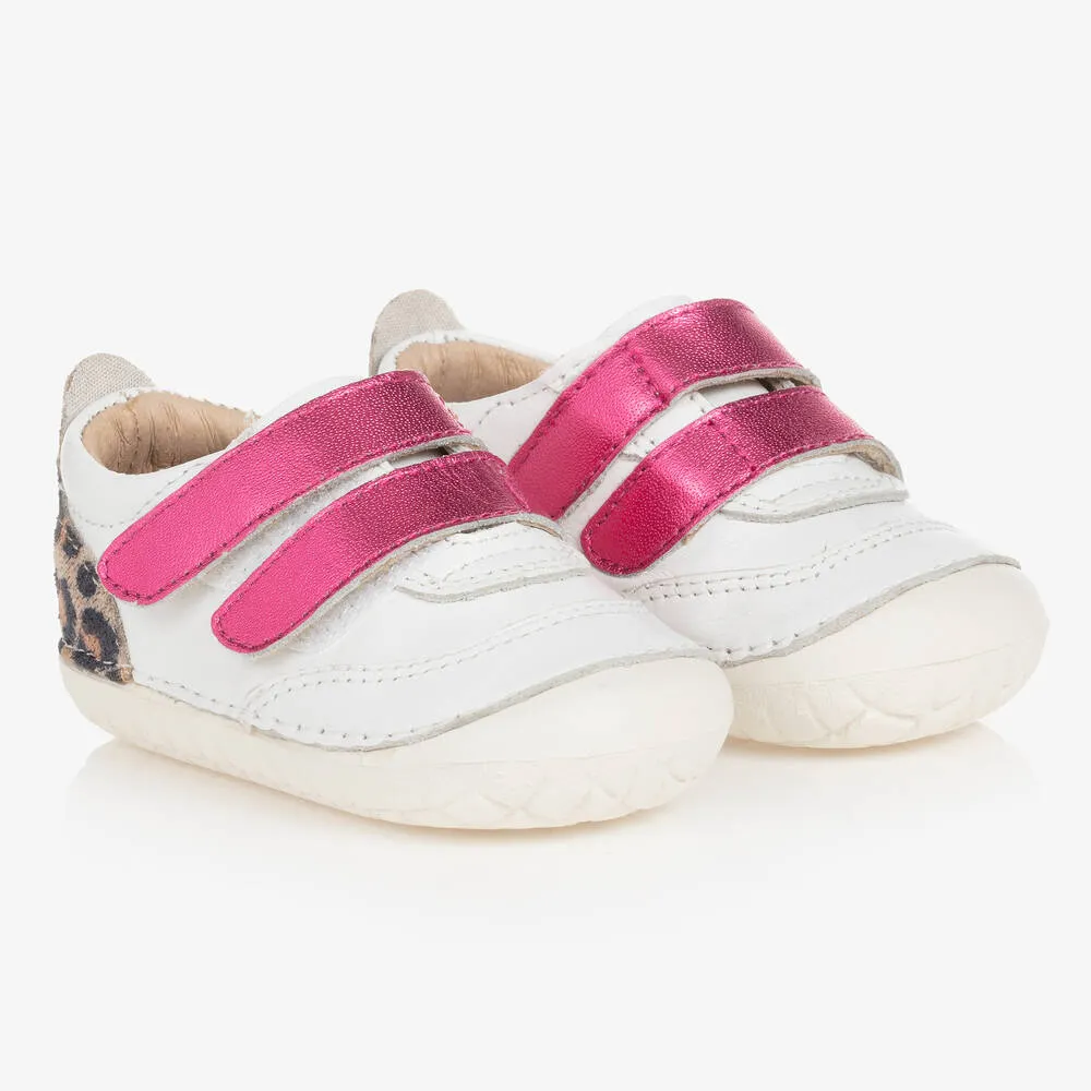 Girls White & Pink First Walker Trainers