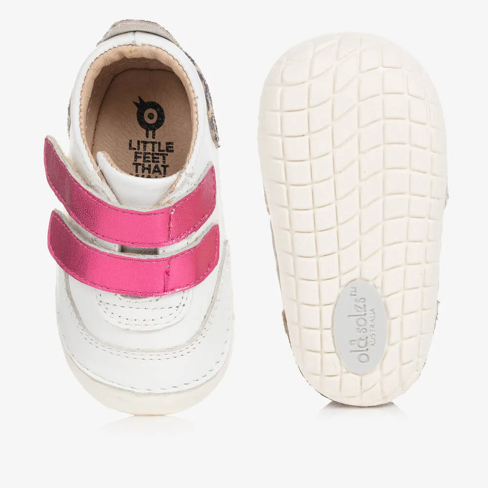 Girls White & Pink First Walker Trainers