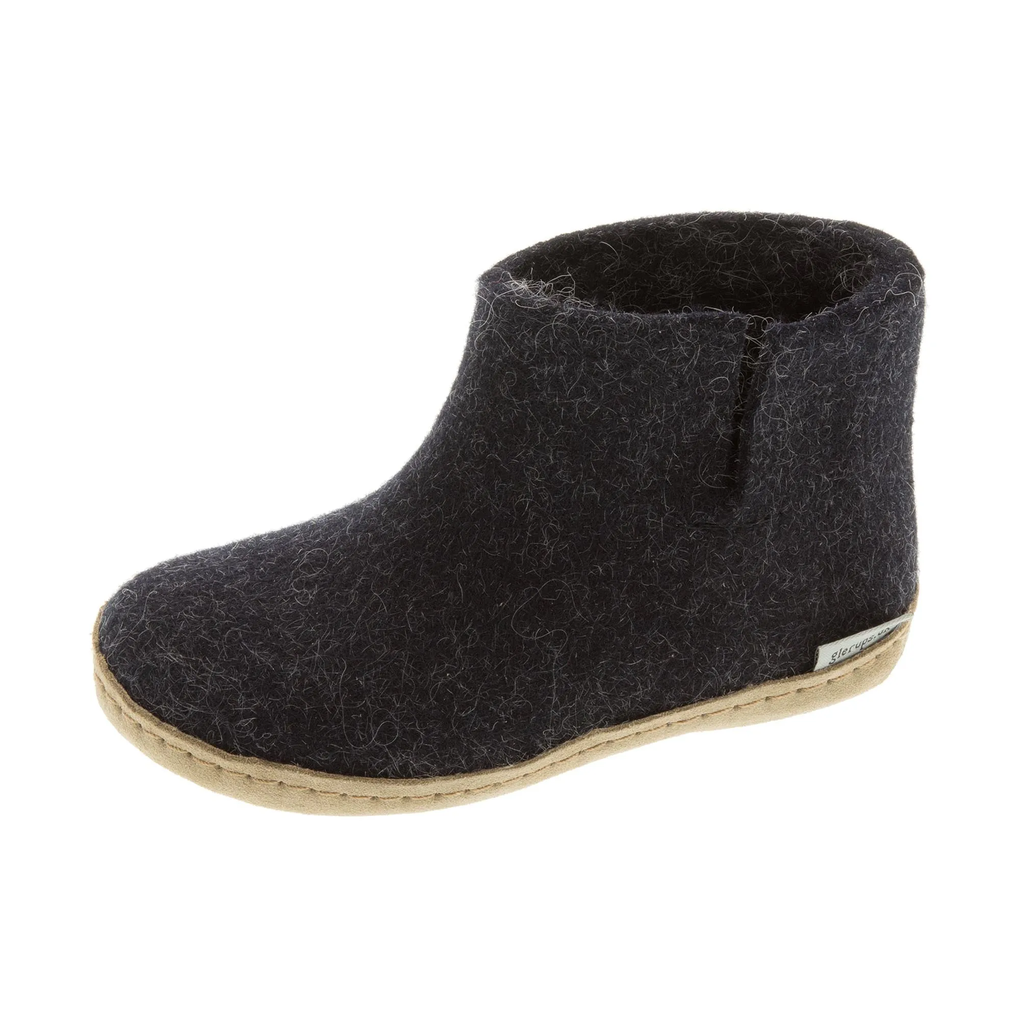 Glerups Childrens The Boot With Leather Sole Charcoal