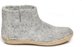 Glerups Wool Felt Boot Leather Sole Grey