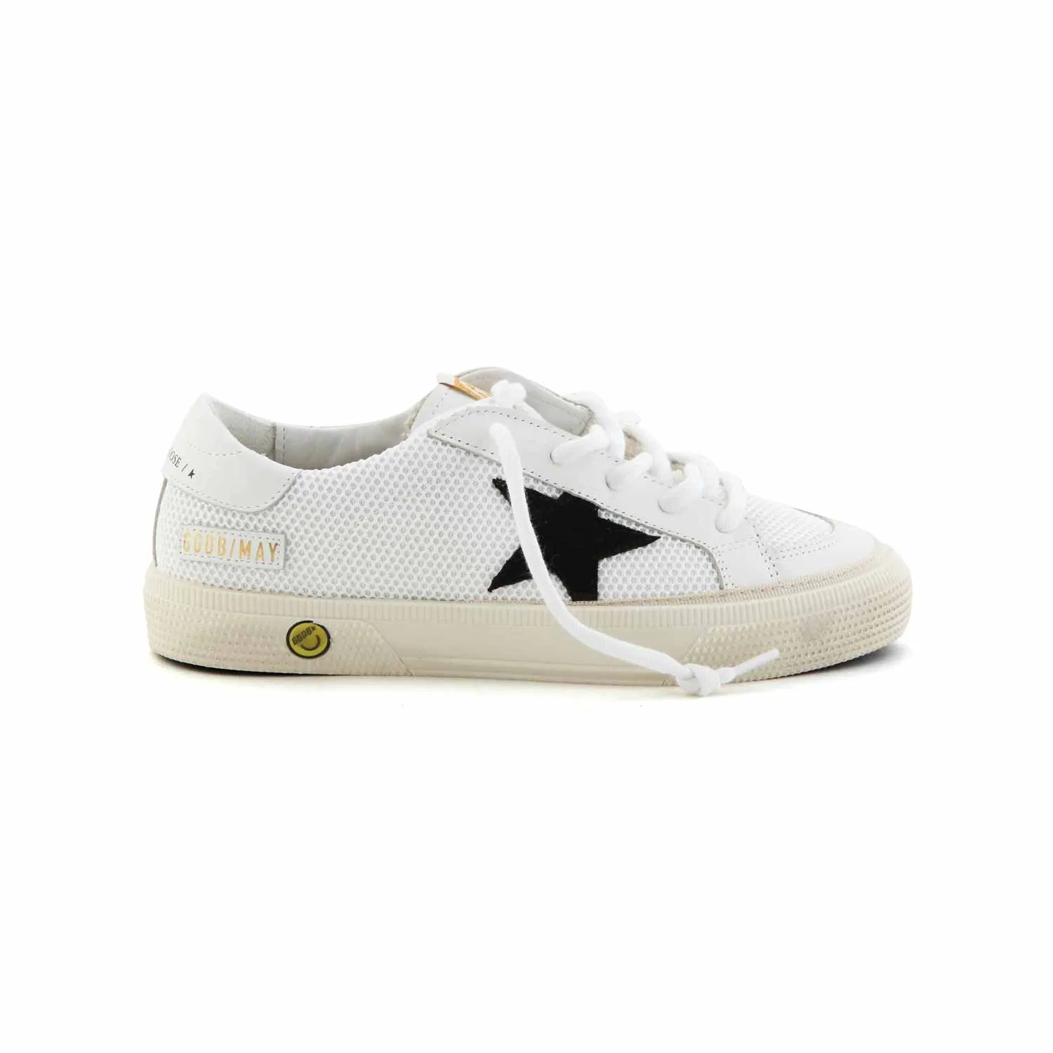 Golden Goose White Unisex May Sneakers With Black Star For Kids