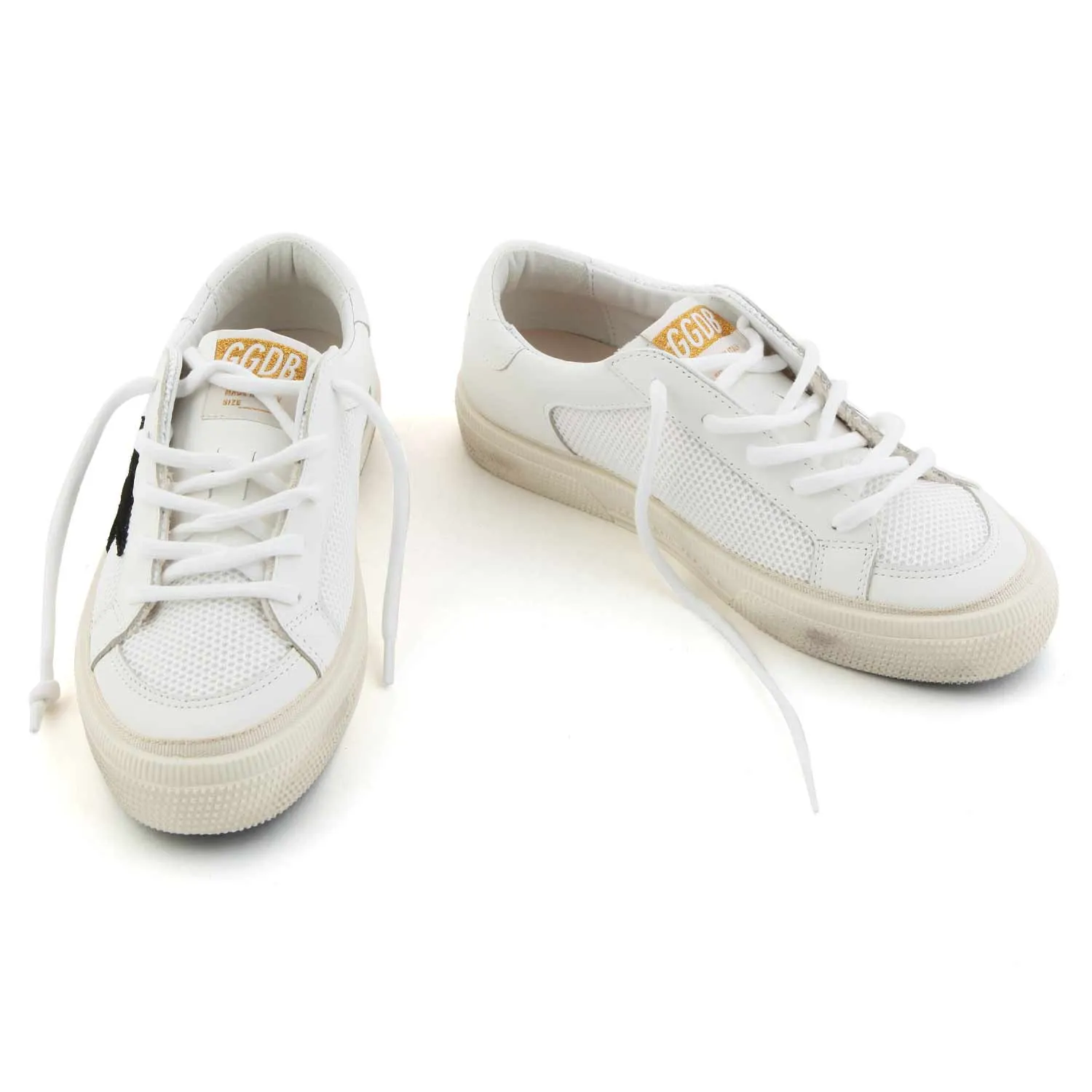 Golden Goose White Unisex May Sneakers With Black Star For Kids